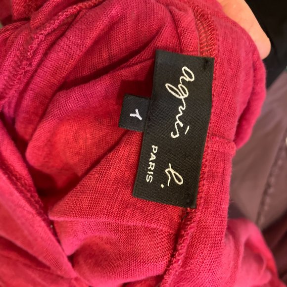 Agnès B Red Sleeveless Tie Back 100% Linen Dress sz S - Picture 11 of 12